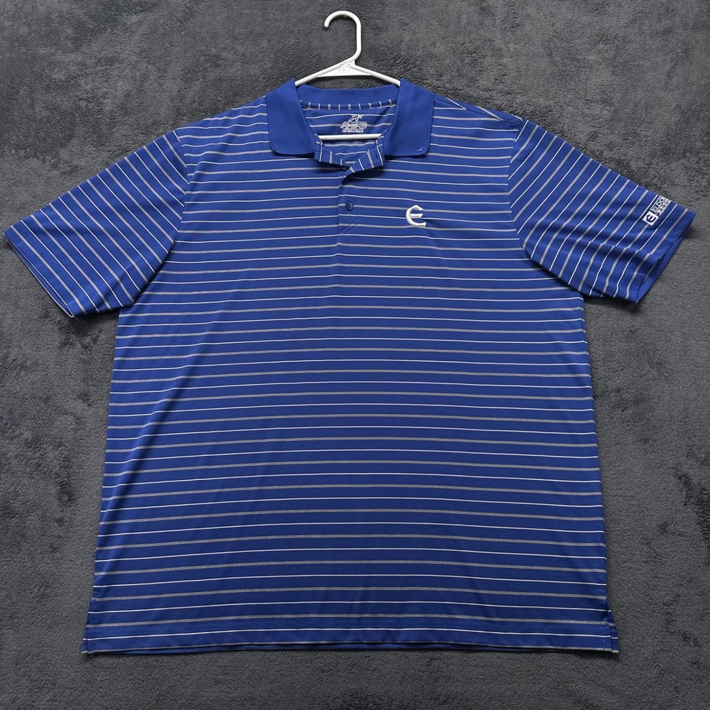 Ahead Extreme Mens XL Blue Striped Eldorado Resorts Golf Polo Shirt Short Sleeve
